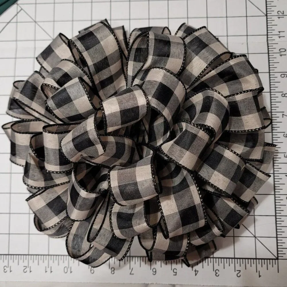 Christmas Tree‎ Bow Topper, Black and Beige Plaid Tree Topper Bow, Christmas